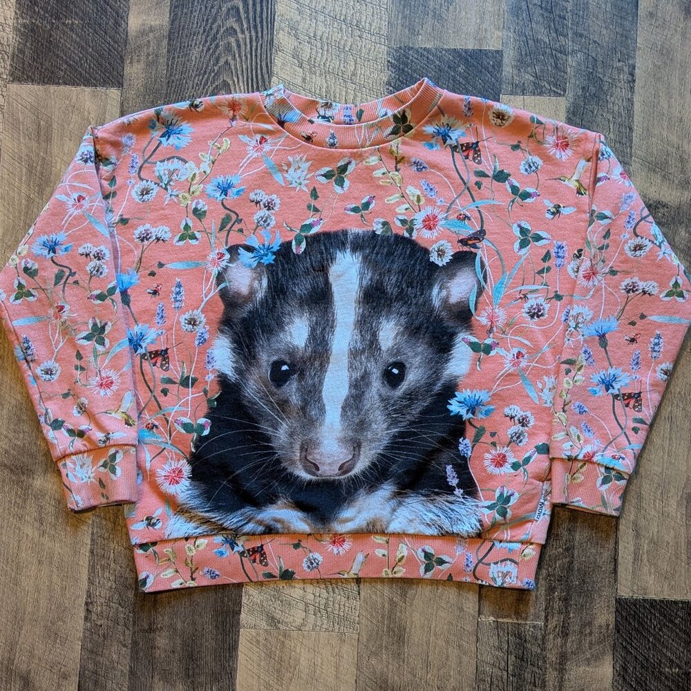 Molo Skunk Portrait Sweatshirt Orange Floral Cotton